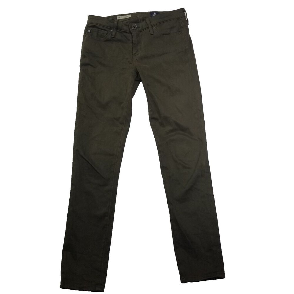 Adriano Goldschmied the Stevie Ankle Sateen Slim Straight Green Pants sz 25R